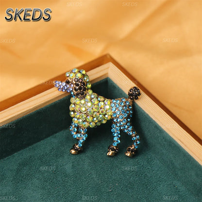 SKEDS Cute Dog Rhinestone Brooch for Women Multicolor Crystal Poodle Yorkshire Schnauzer Puppy Pin Animal Pet Jewelry Gift