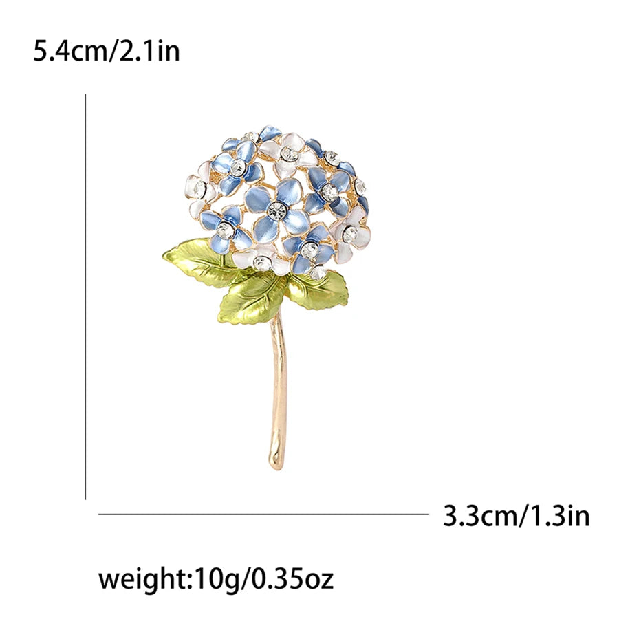 Enamel Hydrangea Brooches for Women Unisex Trendy Rhinestone Flower Pins Banquet Party Backpack Gifts Jewelry Accessories