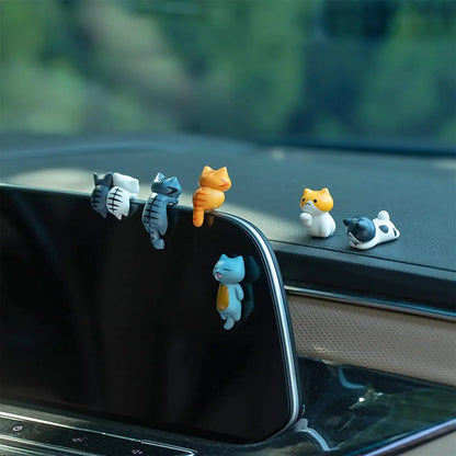 NEW 6 Pcs/Set PVC Cartoon Lucky Cat Figurines for Car Dashboard, Plant Pots, and Screen Edge Decor Decorations Miniatures Gift