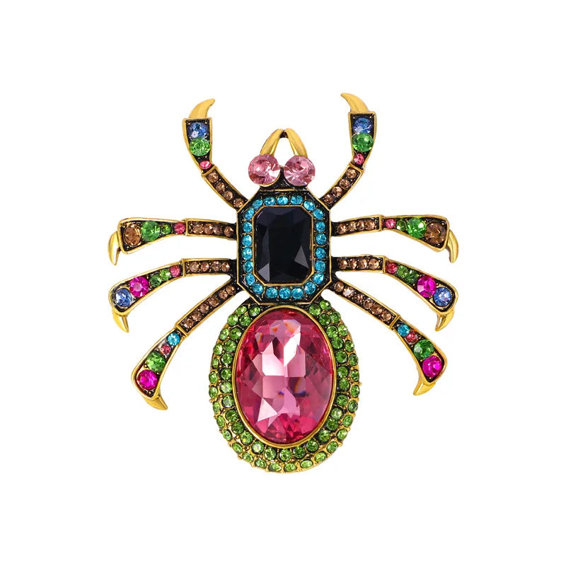Classic Middle Design Baroque Big Spider Crystal Badges Brooches For Women Men Casual Vintage Insect Rhinestone Exquisite Pins