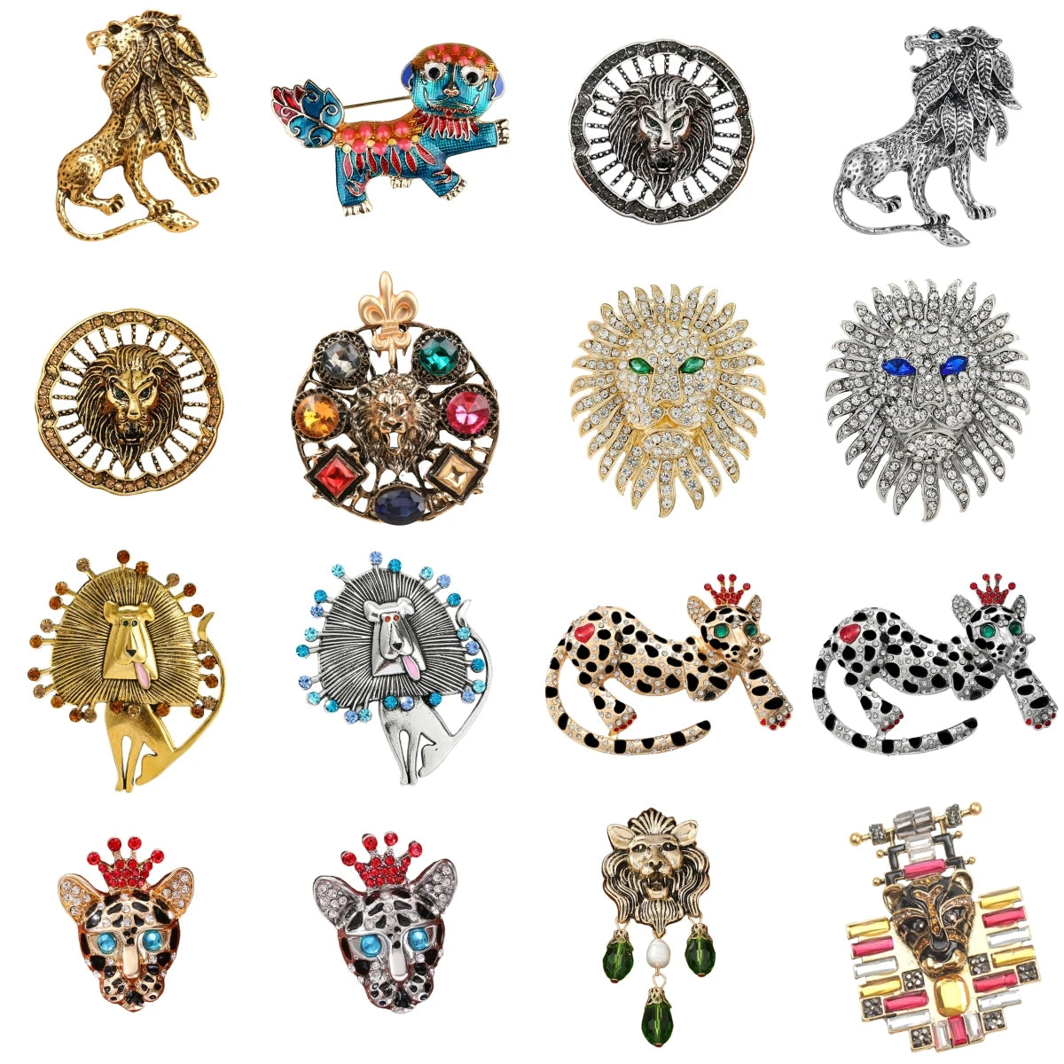 Baroque-style Luxury Vintage Heavy-Duty Lion Animal Design Brooches for Men and Women, Jewelry and Fashion Accessories