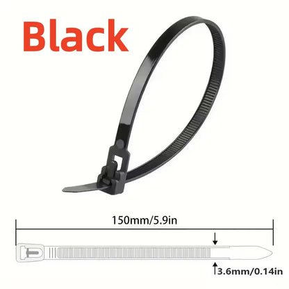 10Pcs Reusable Cable Ties Cable Lock Loop Nylon Ties Removable Recyclable Mixed Colours Black White Cable Ties