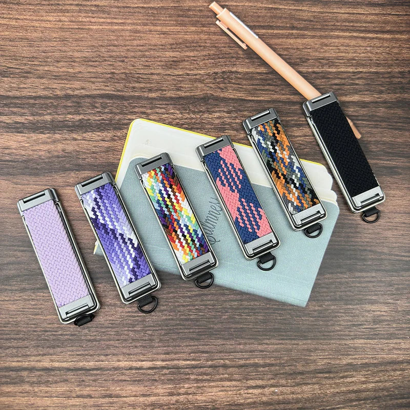 Foldable Sticky Back Phone Stand with Rainbow Strap Breathable Design and Lanyard Hole Multi Functional Portable Holder