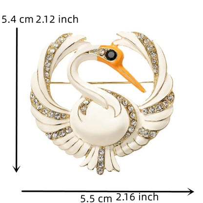 Vintage Classic Women Men Enamel Crystal Goose Badges Pins Palace Baroque Animal Design Unisex Bag Suit Accessories Brooches