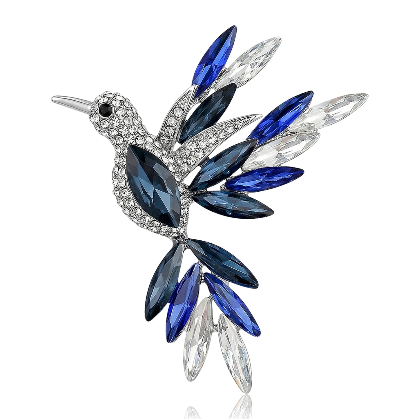 Beaut&Berry Luxury Rhinestone Hummingbird Brooches for Women Unisex Animal Pins Casual Party Jewelry Accessories Gift Decoration