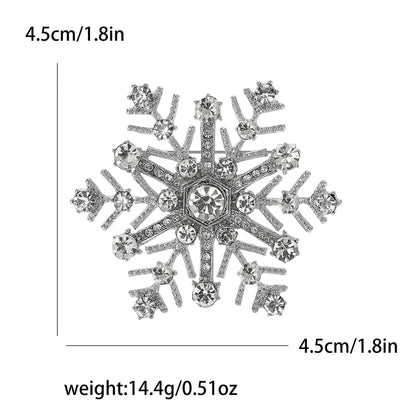 Christmas Rhinestone Snowflake Brooches for Women Unisex Pearl Ice Crystal Pins Office Party Friend Gifts Jewelry Accessories