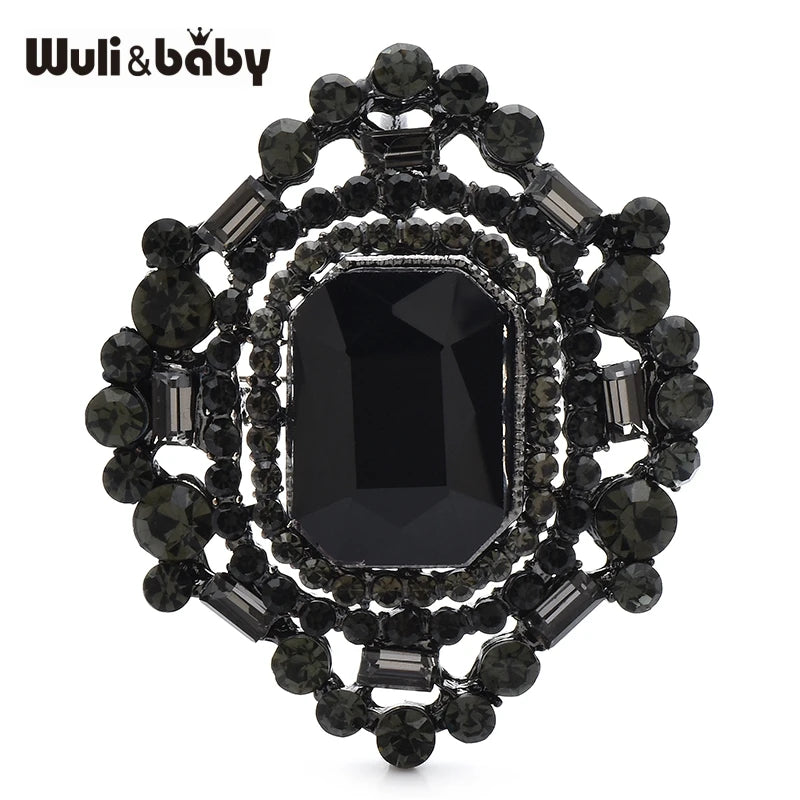 Wuli&baby Crystal Royal Style Geometric Brooches For Women Unisex 4-color Elegant Party Office Brooch Pins Gifts