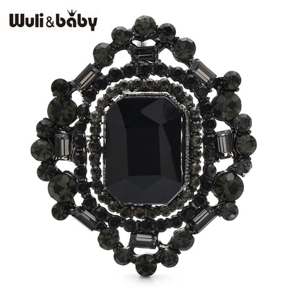 Wuli&baby Crystal Royal Style Geometric Brooches For Women Unisex 4-color Elegant Party Office Brooch Pins Gifts