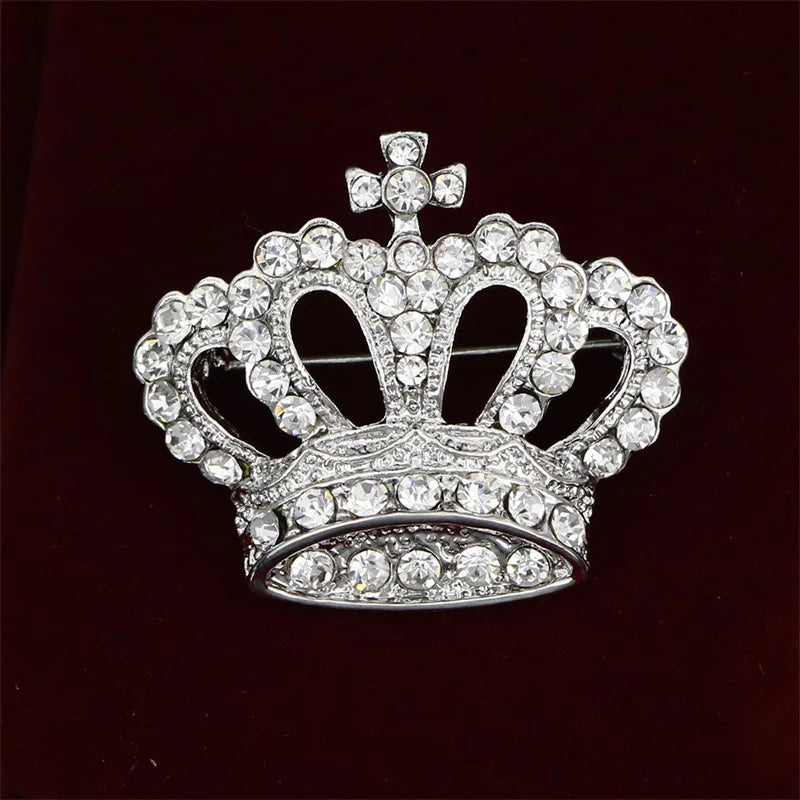 Fashion Crown Brooch For Women Vintage Zircon Crystal Luxurious Jewelry Girl Princess Gift