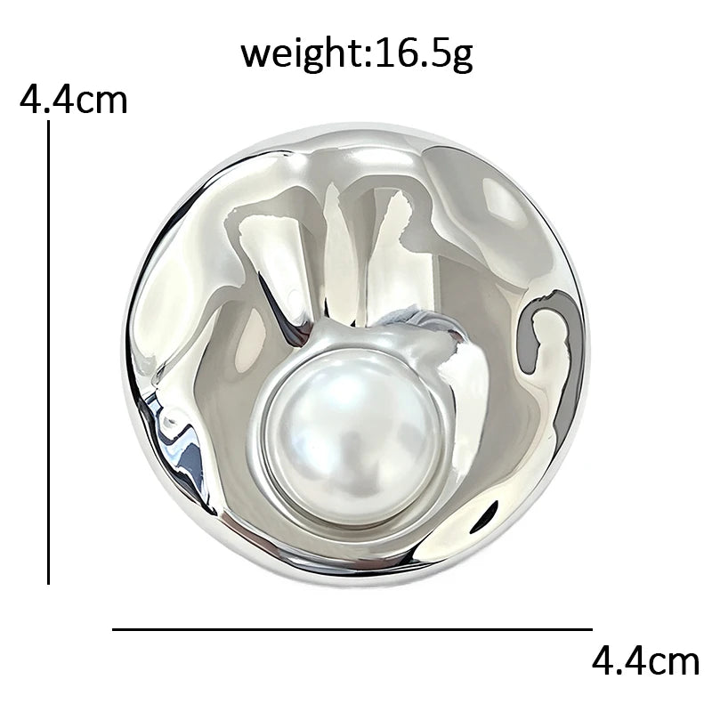 Wuli&baby Pearl Alloy Round Brooches For Women Unisex 2-color Geometric Party Office Brooch Pins Gifts