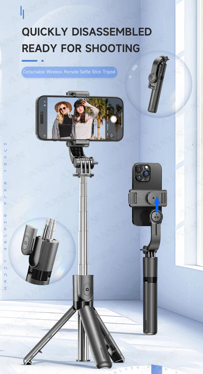 Bluetooth Selfie Stick Tripod Desktop Stand, Phone Holder, Wireless Remote Shutter, for iPhone Android, Option with Fill Light