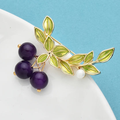 Wuli&baby Lovely Blueberry Brooches Pins For Women Unisex Enamel Fruits Flower Party Casual Brooch Pin Fashion Jewelry Gifts