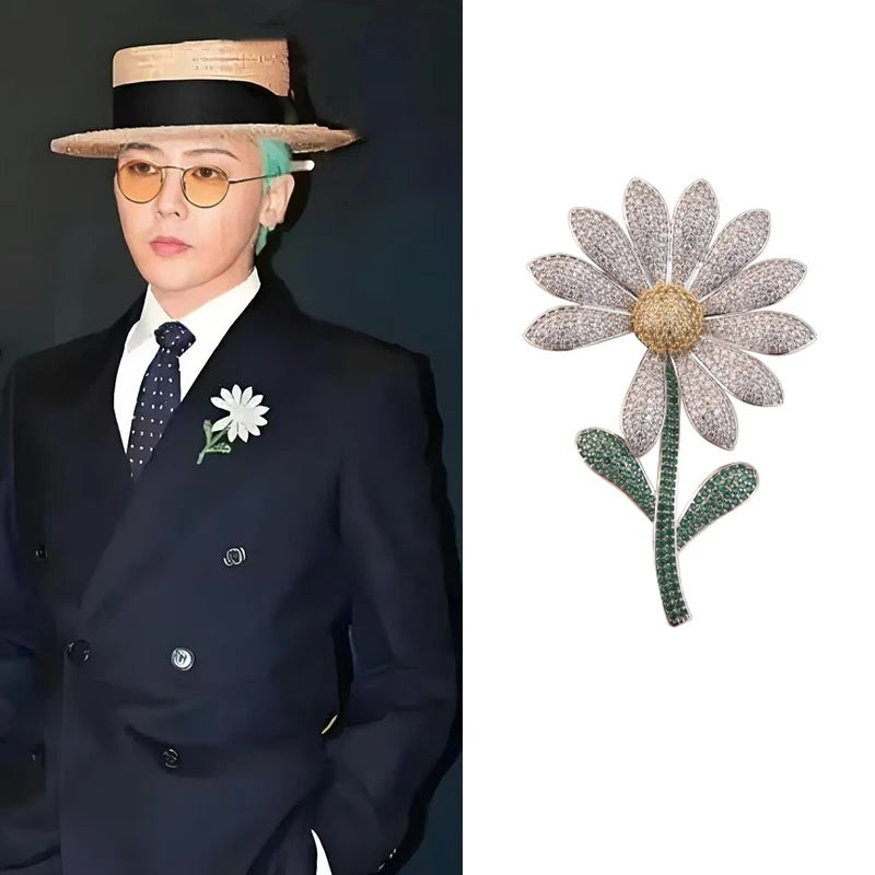 SHMIK High-end Women Girls Fashion Elegant Crystal Daisy Brooch Badges Fashion Exquistie Lady Wedding Party Pin Jewelry Buckles