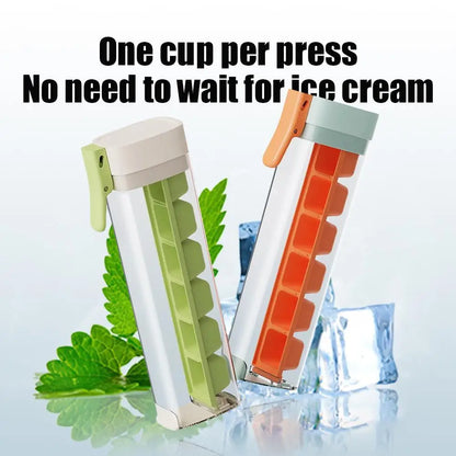 Creative One-Handed Ice Cube Mold Household Ice Making Artifact with 6 Compartments Ice Storage Box for Refrigerator