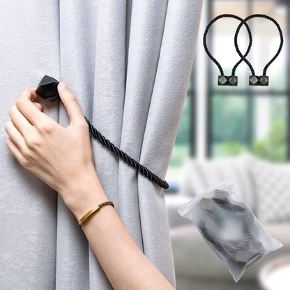 2/4pcs Curtain Tiebacks with Strong Magnet Thick Rope Design Bedroom Living Room Kitchen Durable for Office, Home Decoration