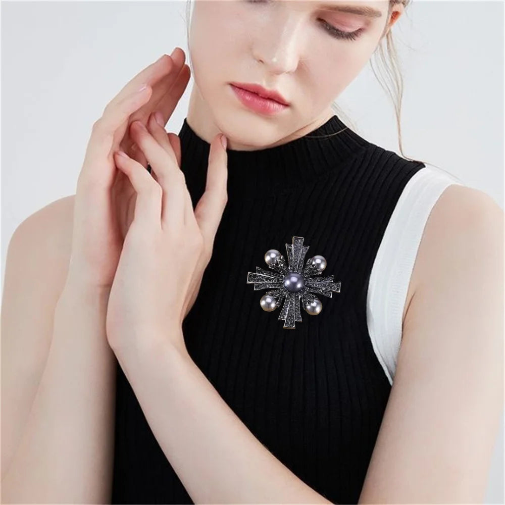 Baroque Luxury Beautiful Cross Design Brooch for Men and Women, Jewelry Accessories,Wedding,Holiday,Party,Couple's Surprise Gift