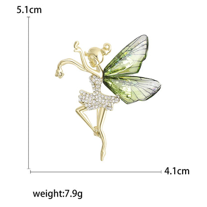 Rhinestone Ballerina Brooches for Women Acrylic Elf Pins Pearl Girls Accessories Office Party Friend Gifts