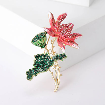 Luxury Pearl Enamel Flower Brooches for Women 4-color Botanical Pins Elegant Casual Accessories Perfect Gifts