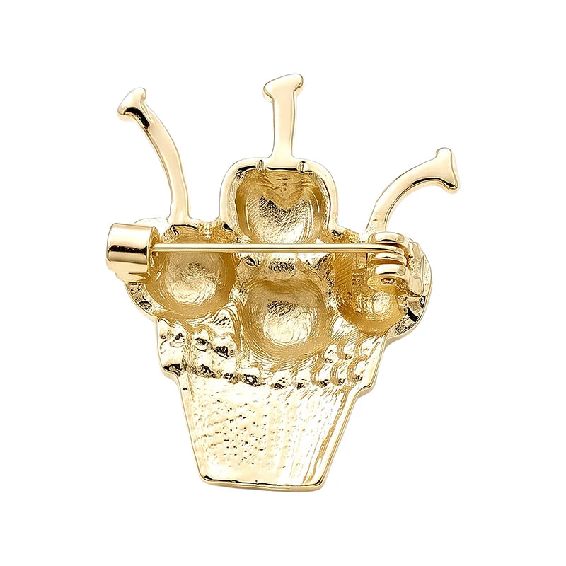 Wuli&baby Adorable Cherry Cupcake Brooches For Women Unisex Rhinestone Enamel Fruits Dessert Party Brooch Pins New Year Gifts