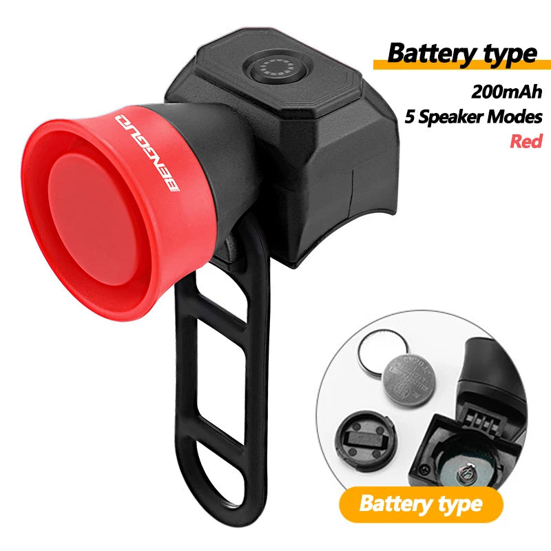 5 Modes Bicycle Horn Mountain Bike Mini Battery Waterproof Electronic Bike Bell Riding Equipment Children's Scooter Accessories