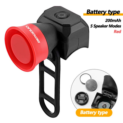 5 Modes Bicycle Horn Mountain Bike Mini Battery Waterproof Electronic Bike Bell Riding Equipment Children's Scooter Accessories