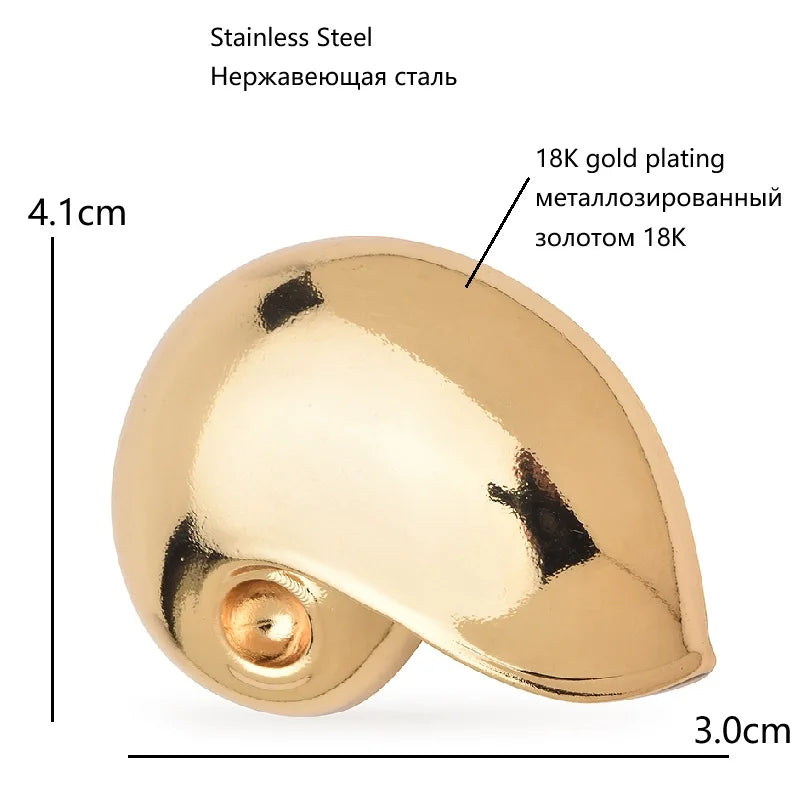 Wuli&baby Alloy Shell Shape Brooches For Women Unisex 2-color Simple Easy-match Office Casual Brooch Pins Gifts