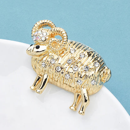 Wuli&baby Lovely Rhinestone Sheep Brooches For Women Unisex 2-color Alloy Year Of Goat Animal Party Office Brooch Pin Gifts