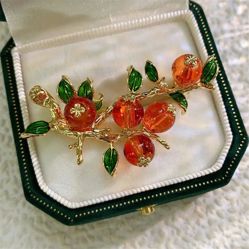 Elegant and Beautiful Watermelon Apple Durian Mulberry Fruit Design Brooch Pin for Men and Women Clothing Accessories