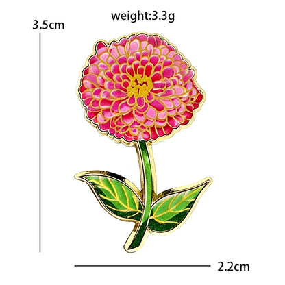 AniPins Cute Flower Pins 7-design Enamel Orchid Lilac Flower Metal Brooch Pin On Backpack Clothes Lapel Badge Friends Gifts