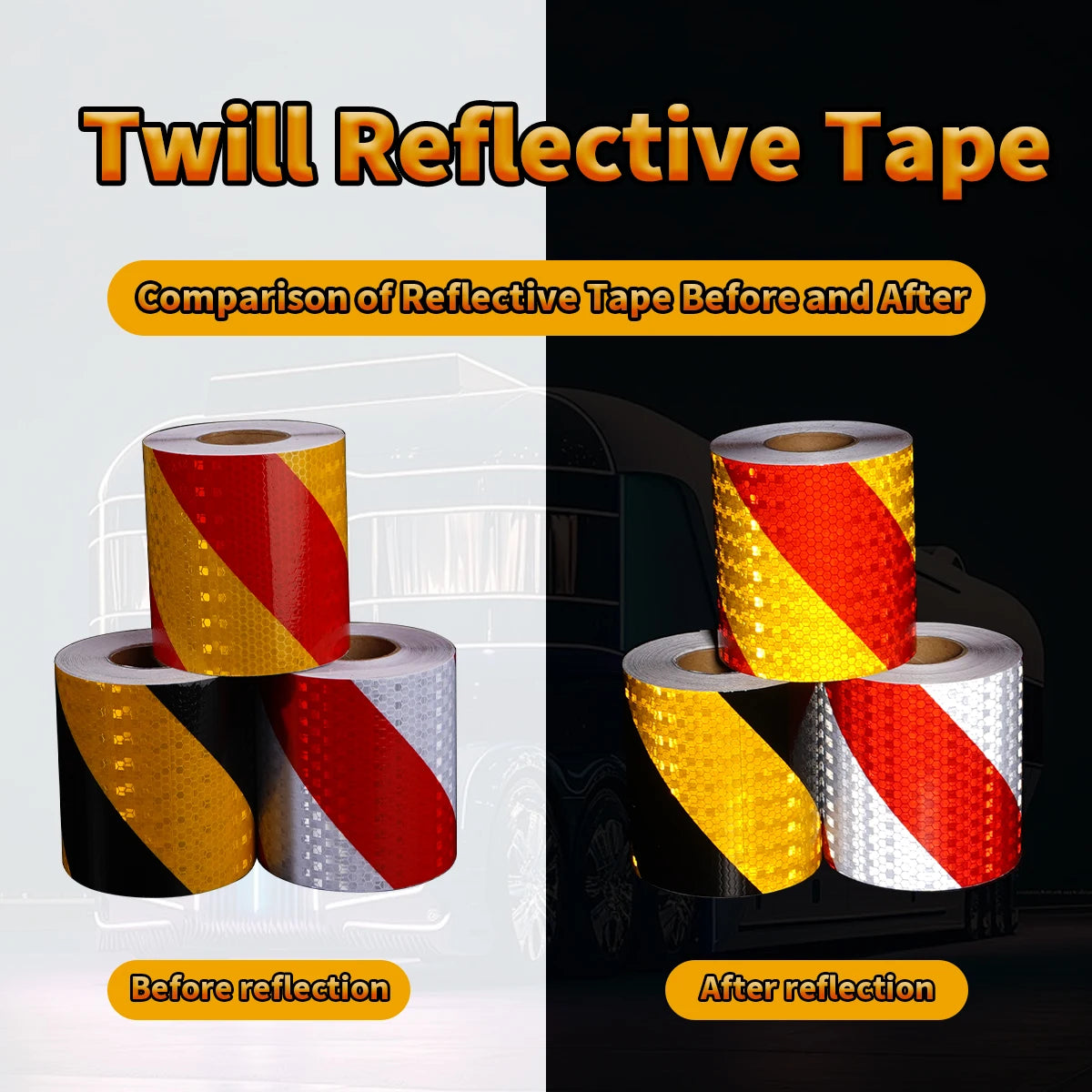 Car Bumper Reflective Stickers Reflective Warning Strip Tape Secure Reflector Stickers Decals Safety Warning Tape