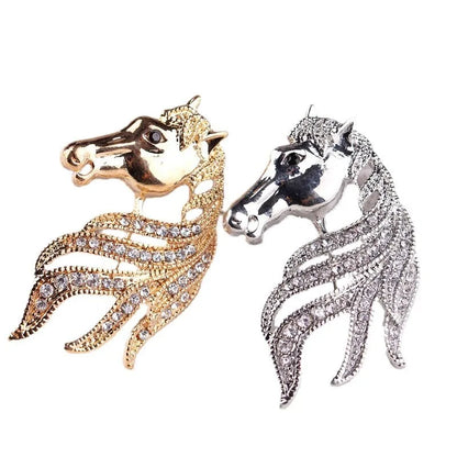 women men horse head brooch suit shawl exquisite accessories pins jewelry