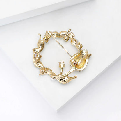 Beaut&Berry Luxury Rhinestone Tulip Wreath Brooches for Women Unisex Plant Pins Casual Party Jewelry Accessories Gift Decoration