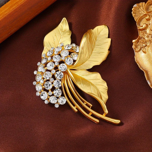 Ladies Flower Brooch Accessories Elegant Simple Gold Color Pin