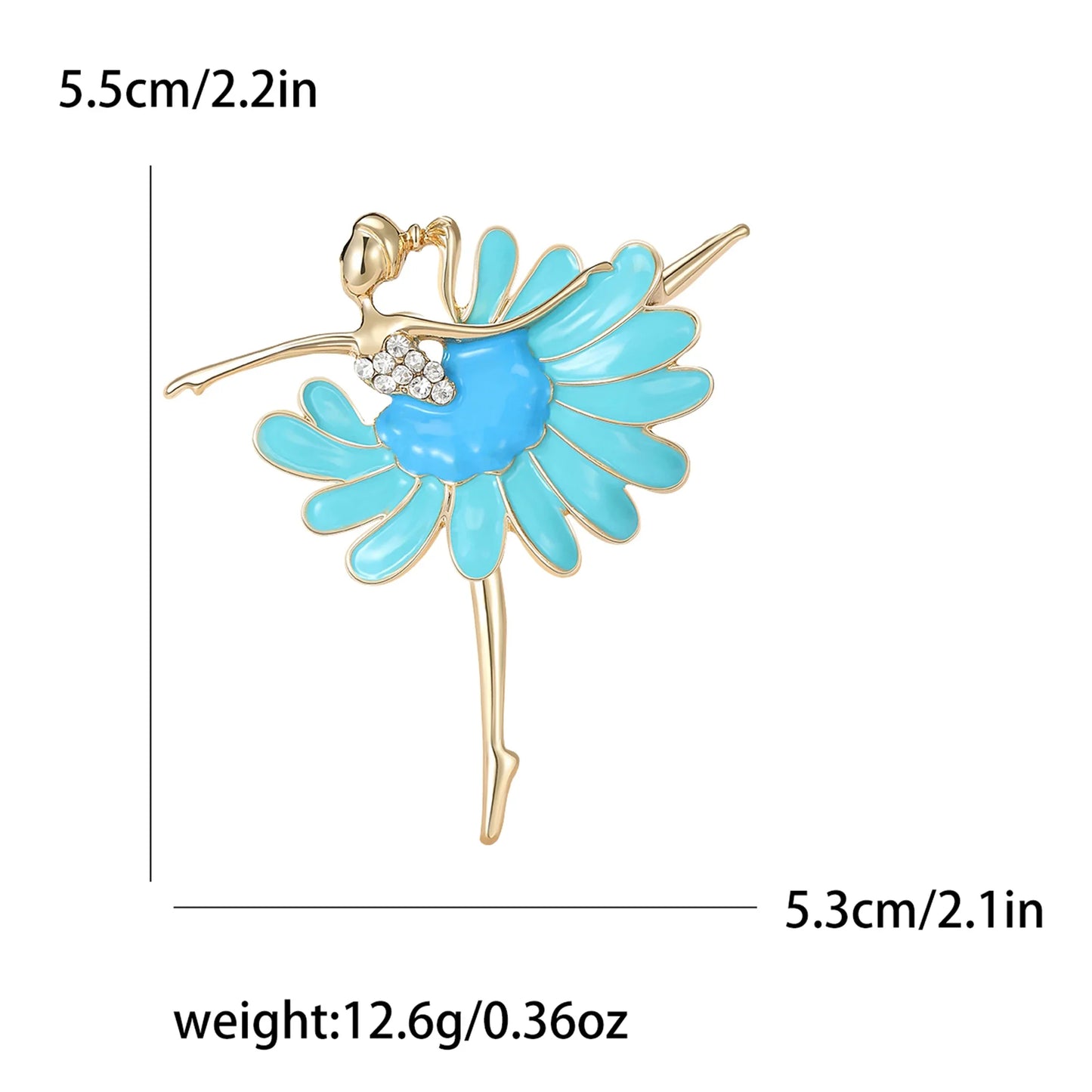 Rhinestone Ballerina Brooches for Women Acrylic Elf Pins Pearl Girls Accessories Office Party Friend Gifts