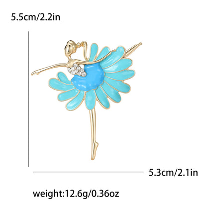 Rhinestone Ballerina Brooches for Women Acrylic Elf Pins Pearl Girls Accessories Office Party Friend Gifts