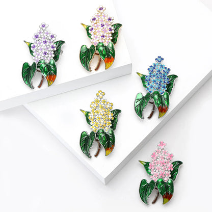 Beaut&Berry Luxury Enamel Hyacinth Brooches for Women Unisex Plant Pins Casual Party Jewelry Accessories Gifts Decoration