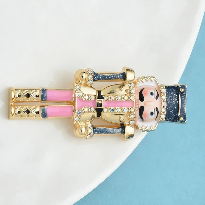 Wuli&baby Nutcracker‌ Character Brooches For Women Unisex Lovely Enamel Men Figure Party Casual Brooch Pins Gifts