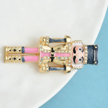 Wuli&baby Nutcracker‌ Character Brooches For Women Unisex Lovely Enamel Men Figure Party Casual Brooch Pins Gifts