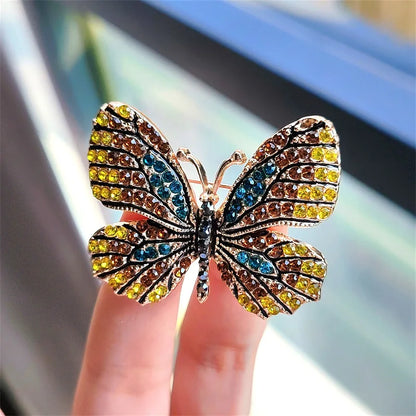 Classic Rhinestone Butterfly Brooches For Women Vintage Beauty Casual Brooch Pins Clothing Accessories Party Wedding Gifts