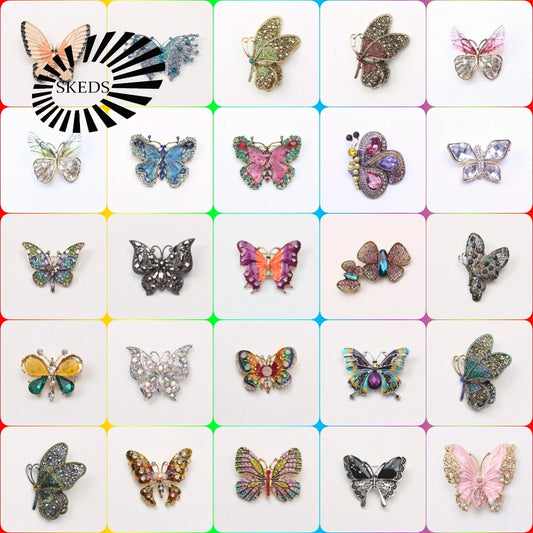 New Butterfly Brooch Fashion Upscale Animal Accessories Rhinestone Pin Style Vintage Corsage