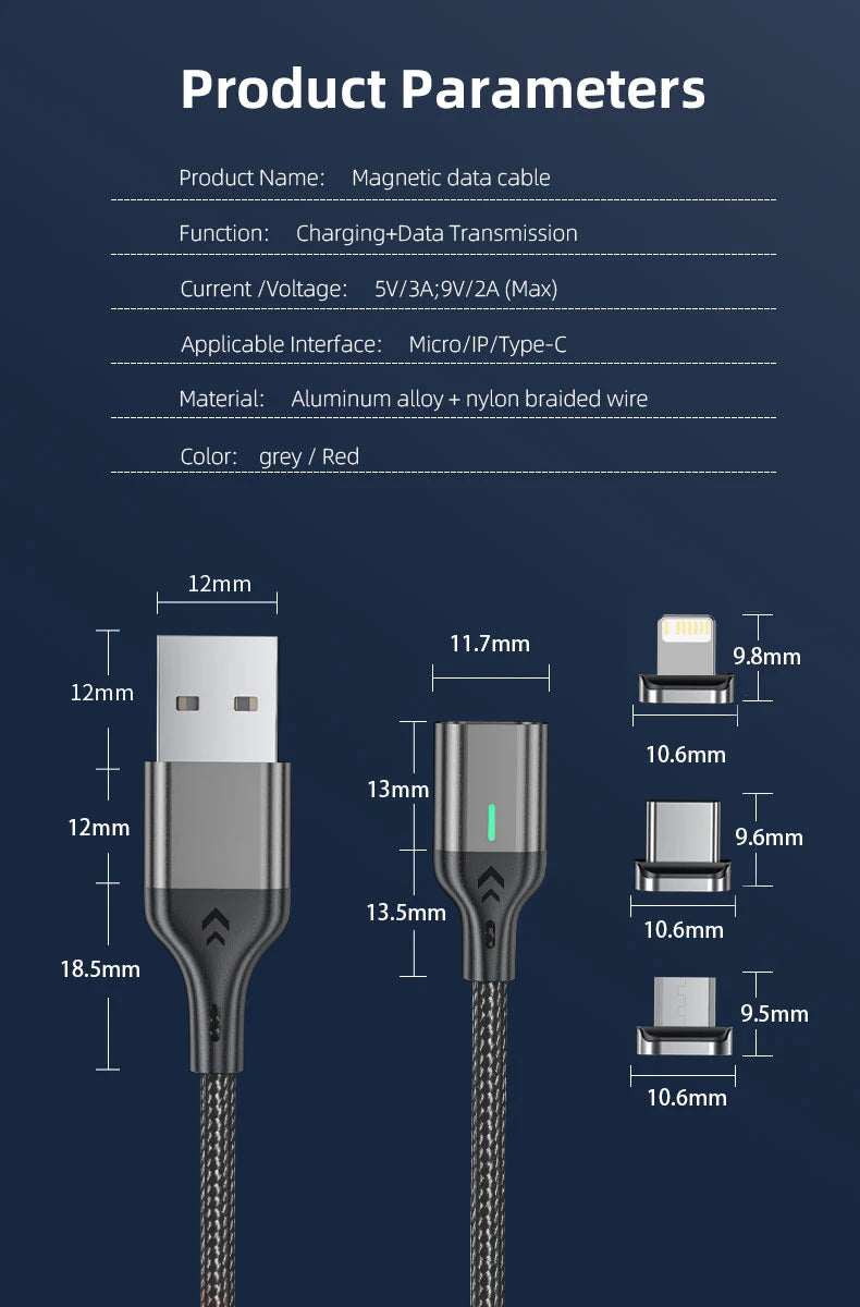 AUFU Magnetic Charge Cable Fast Charging USB Type C Cable for Samsung Xiaomi iPhone Magnet Micro USB Data Quick Charging Wire