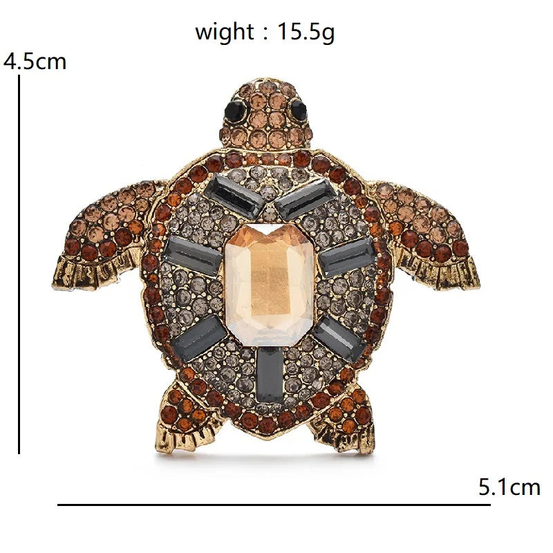 Wuli&baby Vintage Swim Turtle Brooches For Women Unisex Metal Rhinestone Water Animal Party Casual Brooch Pins Gifts
