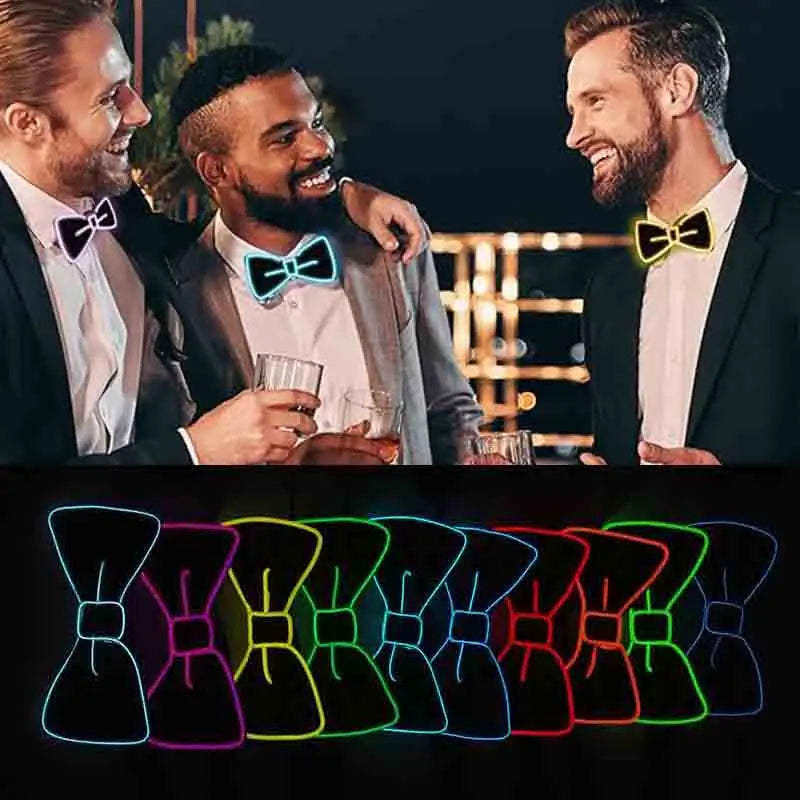 glowing Men's LED suspenders and luminous Bow Tie Adjustable Elastic Flashing Led Clothing for nightclub Party supplies