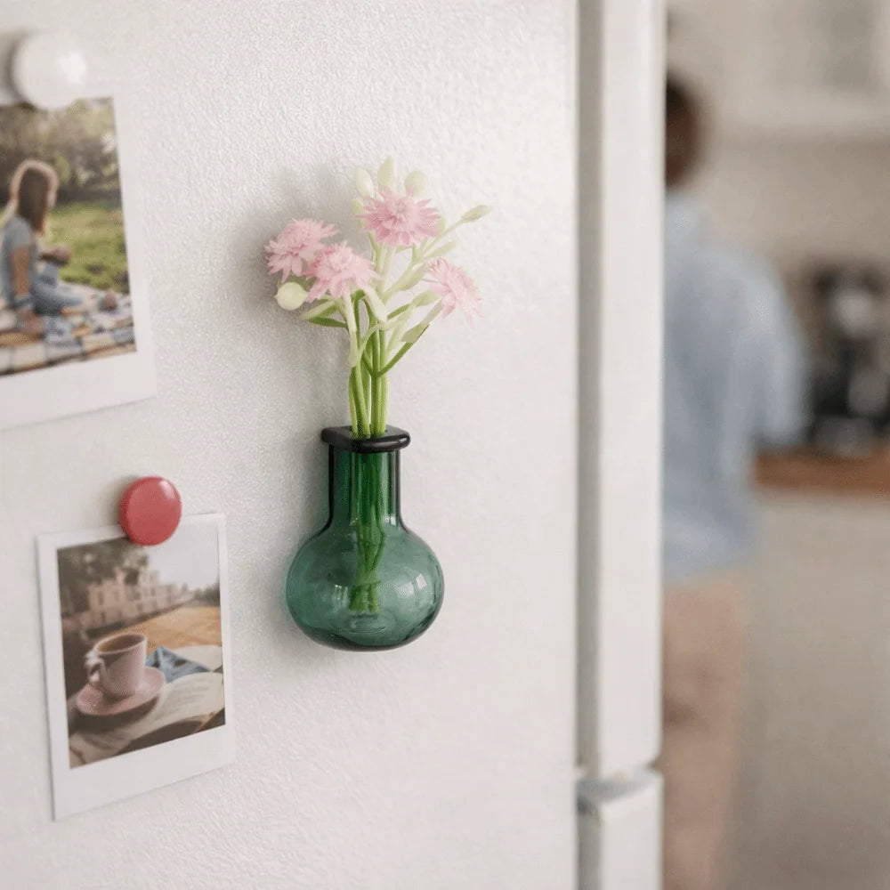 Flower Arrangement 3D Magnetic Vase Sticker Exquisite Decorative Magnetic Glass Vases With Flower Mini Vase Magnets Home