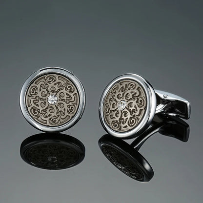 Novelty Luxury Blue White Crystal Cufflinks for Mens  Brand High Quality Design gold silvery Cuffbutton Shirt  Jewelry