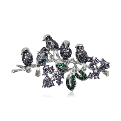 Beaut&Berry Luxury Rhinestone Bird Brooches for Women Unisex Animal Pins Friends Party Gifts Banquet Jewellery Accessories