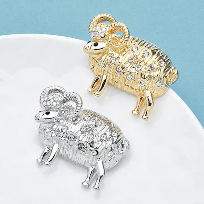 Wuli&baby Lovely Rhinestone Sheep Brooches For Women Unisex 2-color Alloy Year Of Goat Animal Party Office Brooch Pin Gifts