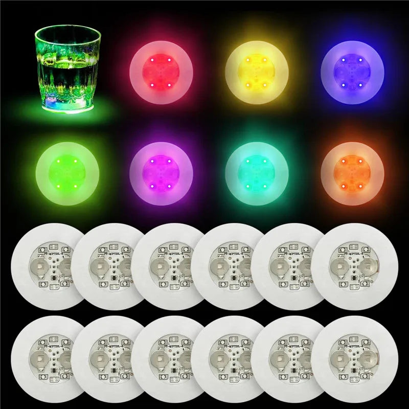1/10/50pcs Luminous Coaster LED Bar Drinks Cup Pad Wine Liquor Bottles Coaster Atmosphere Light Cup Sticker Light-emitting Prop