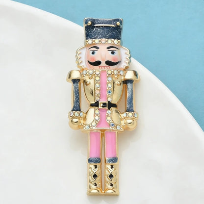Wuli&baby Nutcracker‌ Character Brooches For Women Unisex Lovely Enamel Men Figure Party Casual Brooch Pins Gifts