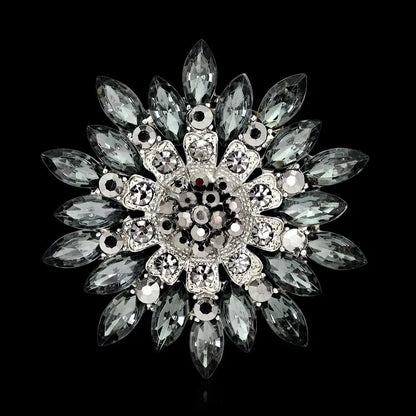 New retro men and women's fashion versatile brooches shiny crystal big flowers rhinestone pin accessories jewelry gifts